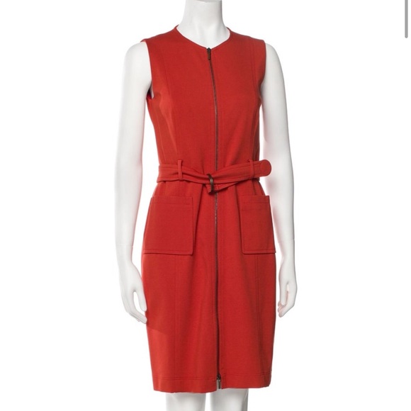 Akris Punto Dresses & Skirts - Akris Punto Crew Neck Knee-Length Red Sleeveless Belted Dress US Size 8